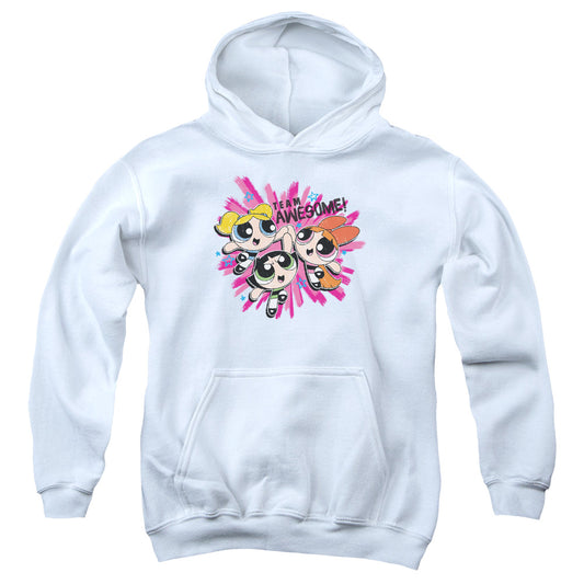 POWERPUFF GIRLS : TEAM AWESOME YOUTH PULL OVER HOODIE White LG