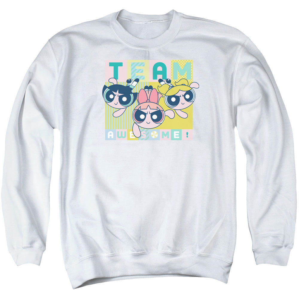 POWERPUFF GIRLS : AWESOME BLOCK ADULT CREW SWEAT White SM