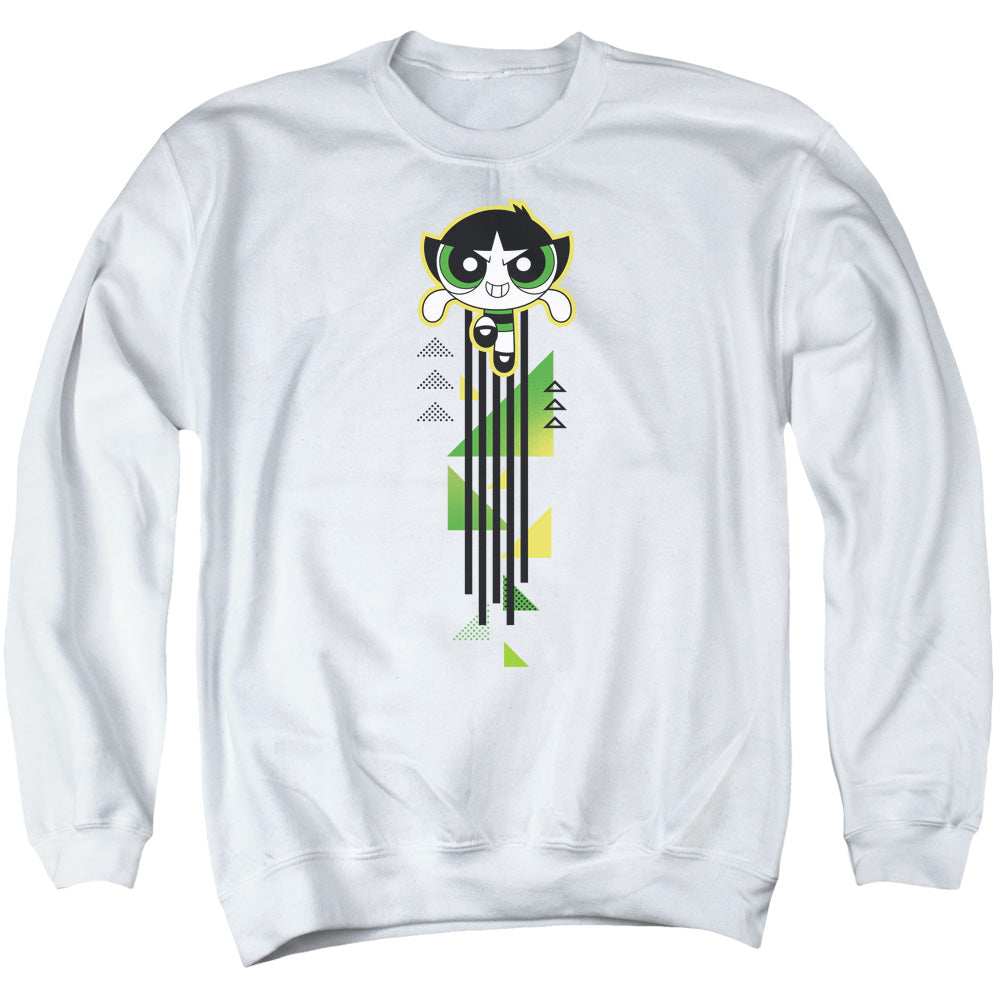 POWERPUFF GIRLS : BUTTERCUP STREAK ADULT CREW SWEAT White 2X