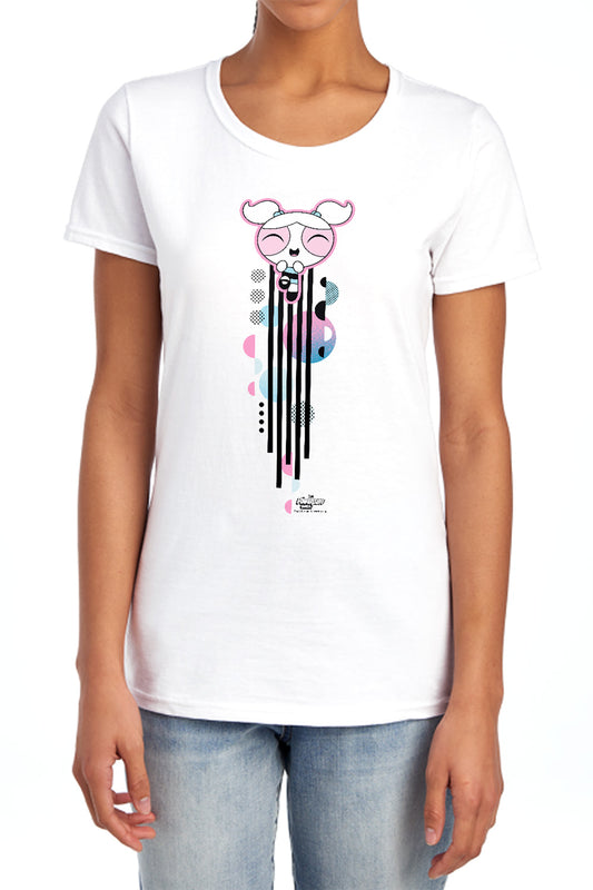 POWERPUFF GIRLS : BUBBLES STREAK WOMENS SHORT SLEEVE White SM