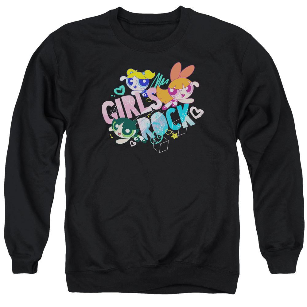 POWERPUFF GIRLS : GIRLS ROCK ADULT CREW SWEAT Black LG