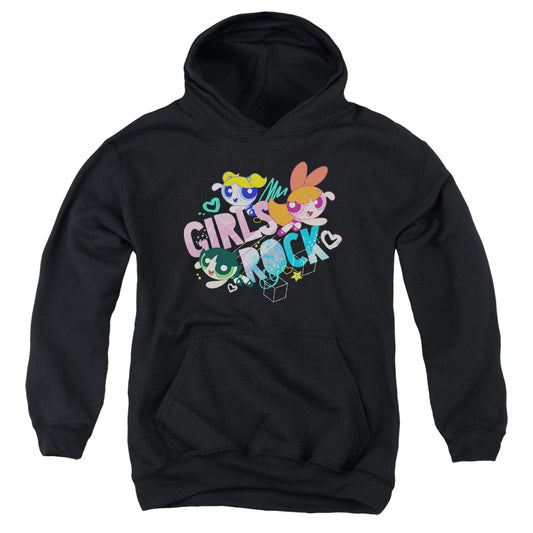 POWERPUFF GIRLS : GIRLS ROCK YOUTH PULL OVER HOODIE Black LG