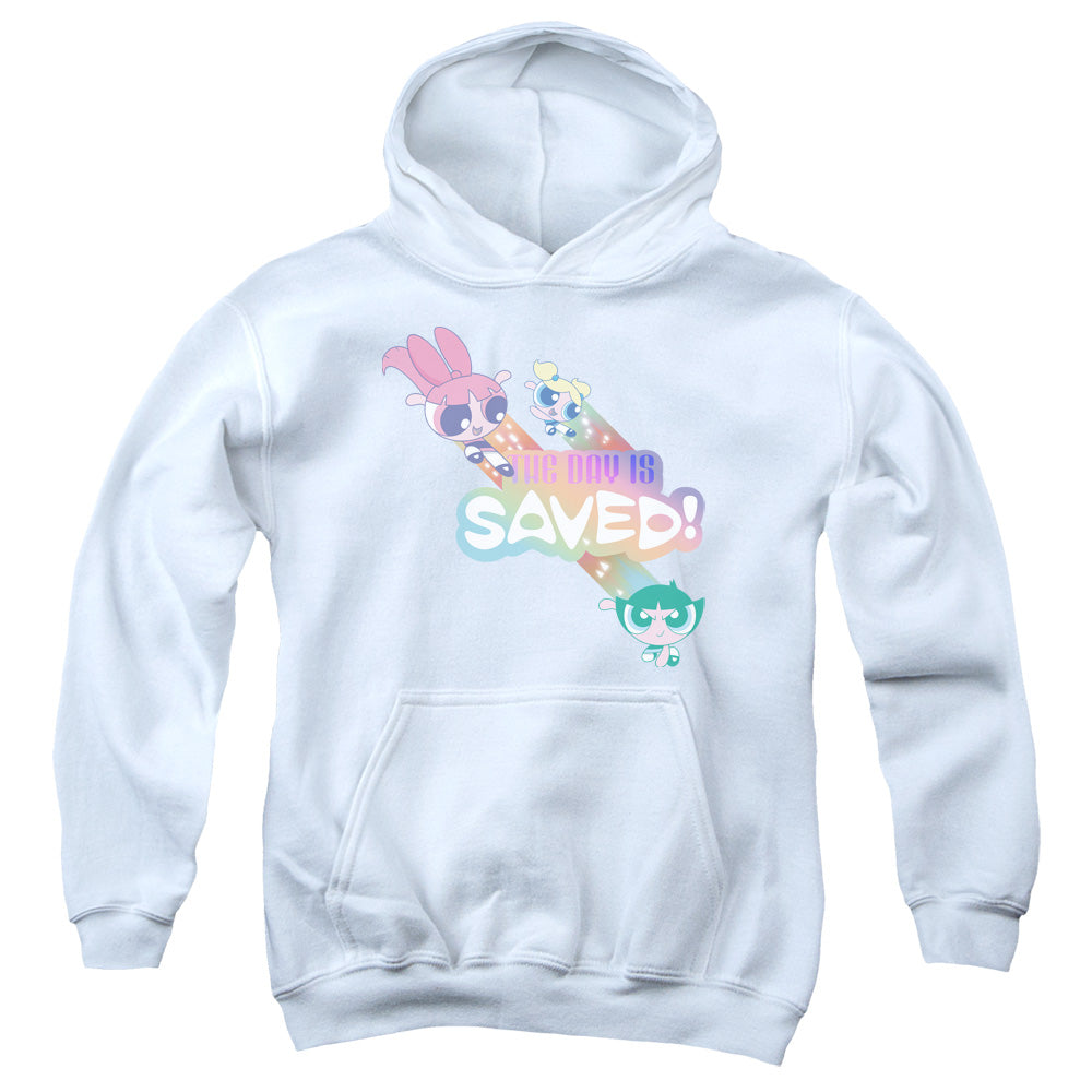 POWERPUFF GIRLS : THE DAY IS SAVED YOUTH PULL OVER HOODIE White LG