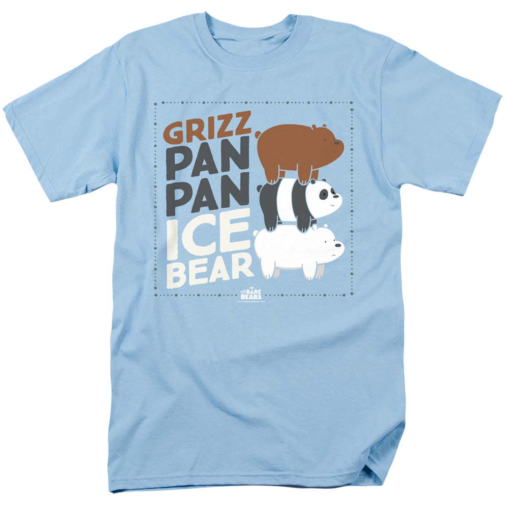 WE BARE BEARS : GRIZZ PAN PAN ICE BEAR S\S ADULT 18\1 Light Blue 2X