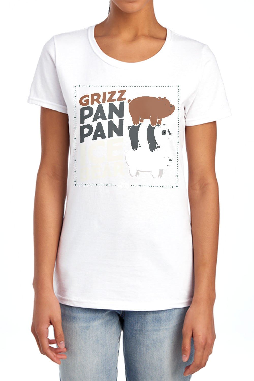 WE BARE BEARS : GRIZZ PAN PAN ICE BEAR WOMENS SHORT SLEEVE Light Blue MD