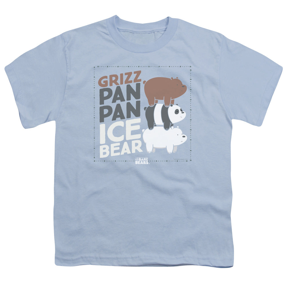 WE BARE BEARS : GRIZZ PAN PAN ICE BEAR S\S YOUTH 18\1 Light Blue LG