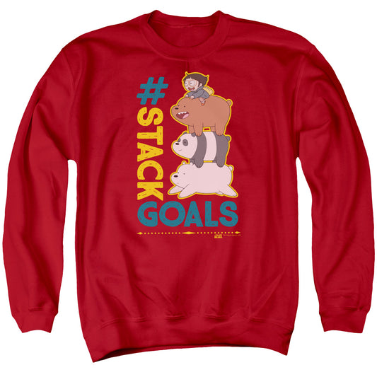 WE BARE BEARS : STACK GOALS ADULT CREW SWEAT Red 2X