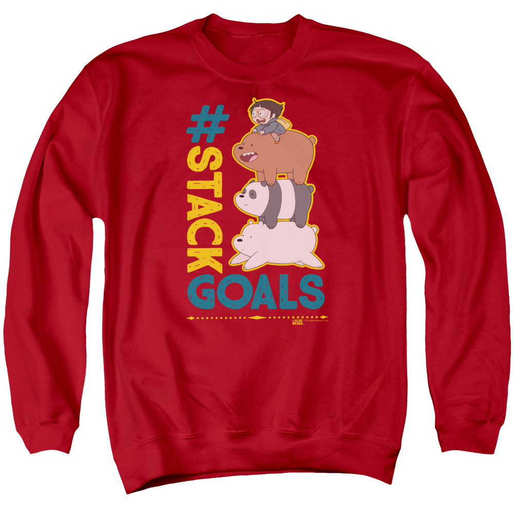 WE BARE BEARS : STACK GOALS ADULT CREW SWEAT Red LG