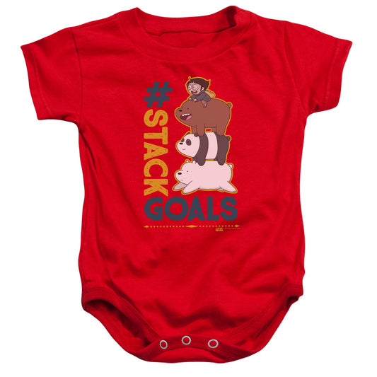 WE BARE BEARS : STACK GOALS INFANT SNAPSUIT Red SM (6 Mo)