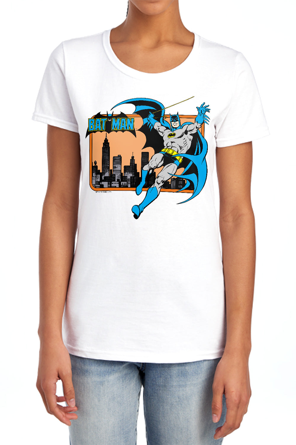 DC BATMAN : BATMAN IN THE CITY S\S WOMENS TEE Light Blue 2X