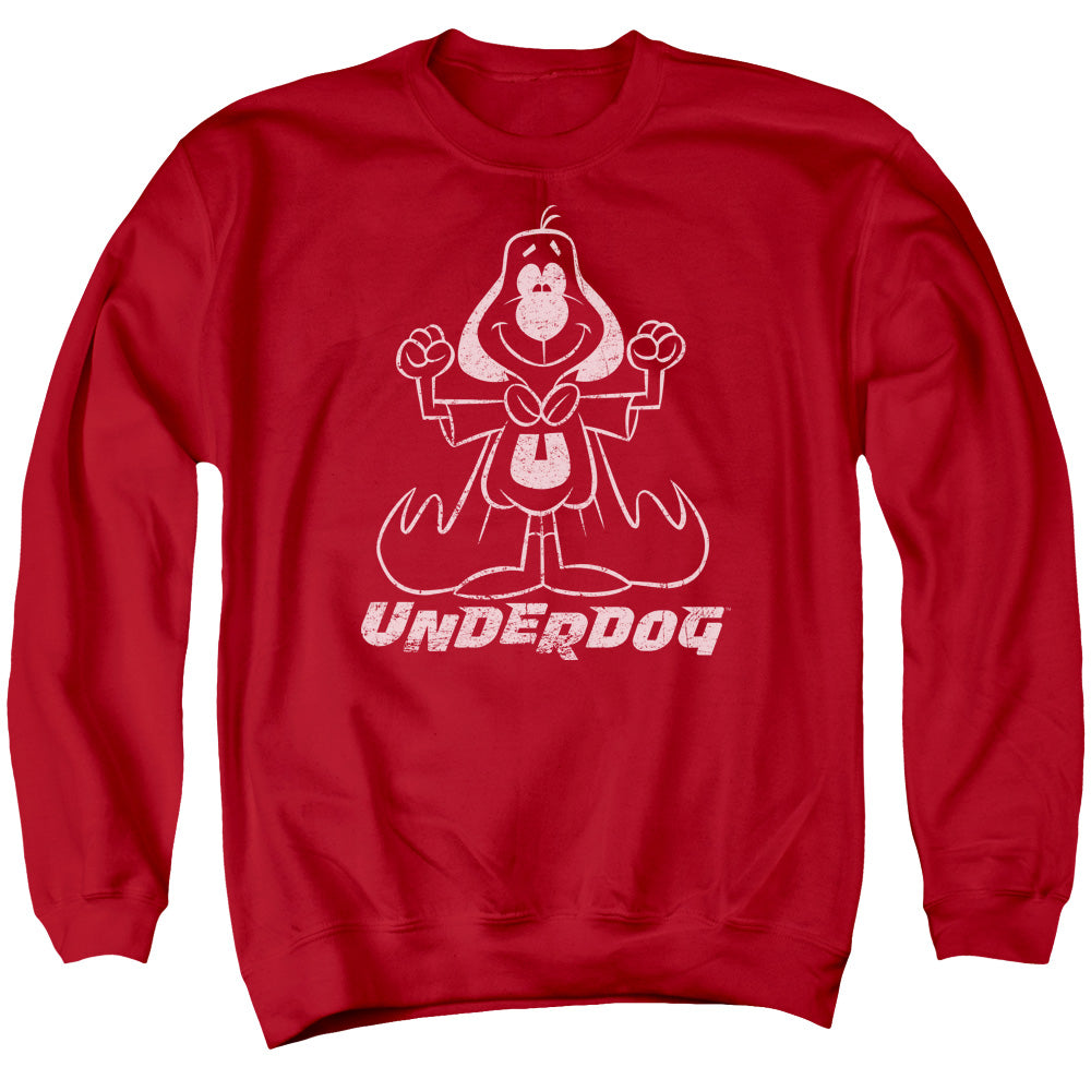 UNDERDOG : OUTLINE UNDER ADULT CREW NECK SWEATSHIRT RED 3X