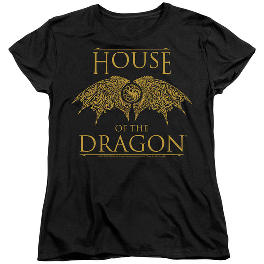 HOUSE OF THE DRAGON : DRAGON WINGS WOMENS SHORT SLEEVE Black 2X