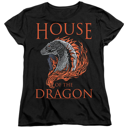 HOUSE OF THE DRAGON : HOD DRAGON ILLUSTRATION WOMENS SHORT SLEEVE Black 2X