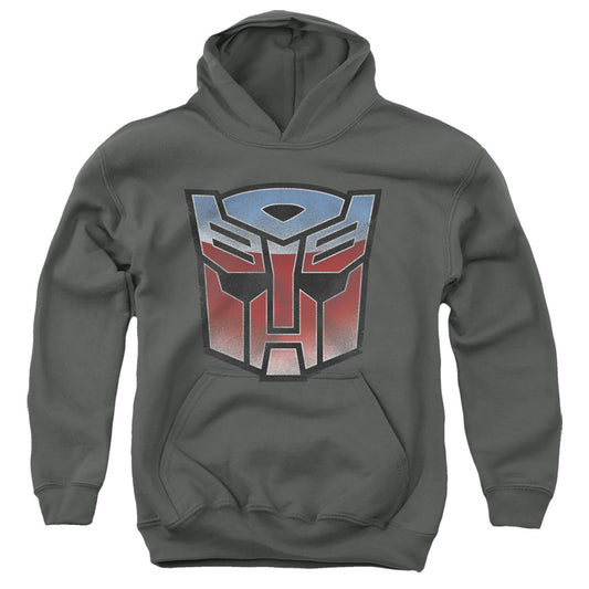 TRANSFORMERS : VINTAGE AUTOBOT LOGO YOUTH PULL OVER HOODIE Charcoal LG