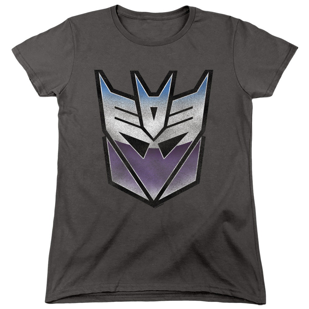 TRANSFORMERS : VINTAGE DECEPTICON LOGO WOMENS SHORT SLEEVE Charcoal 2X