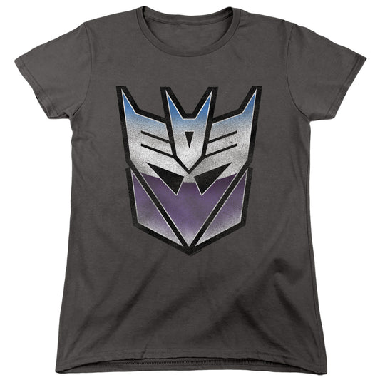 TRANSFORMERS : VINTAGE DECEPTICON LOGO WOMENS SHORT SLEEVE Charcoal MD