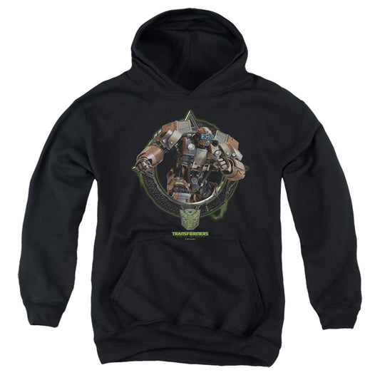 TRANSFORMERS : WHEELJACK CIRCLE FRAME YOUTH PULL OVER HOODIE Black LG