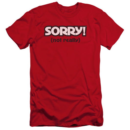 SORRY : NOT SORRY PREMIUM CANVAS ADULT SLIM FIT 30\1 Red LG