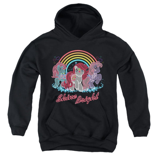 MY LITTLE PONY RETRO : NEON PONIES YOUTH PULL OVER HOODIE Black LG