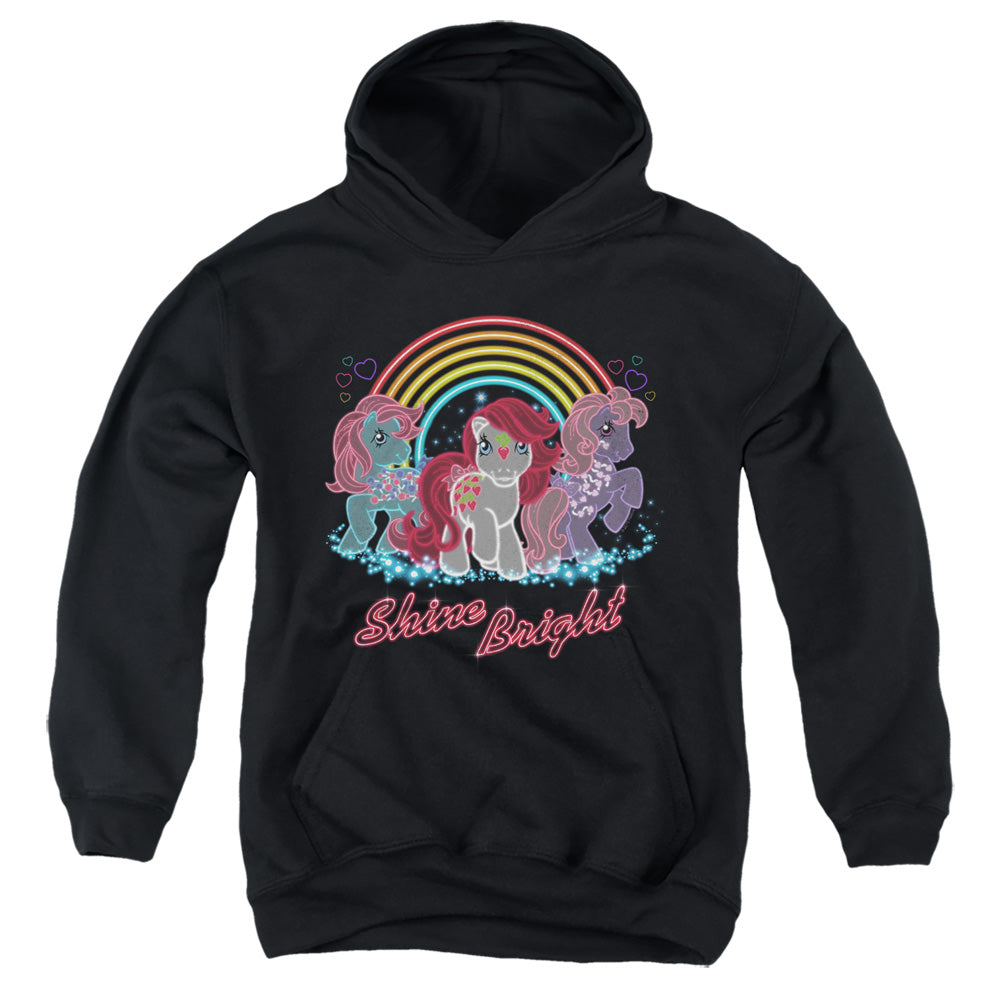 MY LITTLE PONY RETRO : NEON PONIES YOUTH PULL OVER HOODIE Black SM