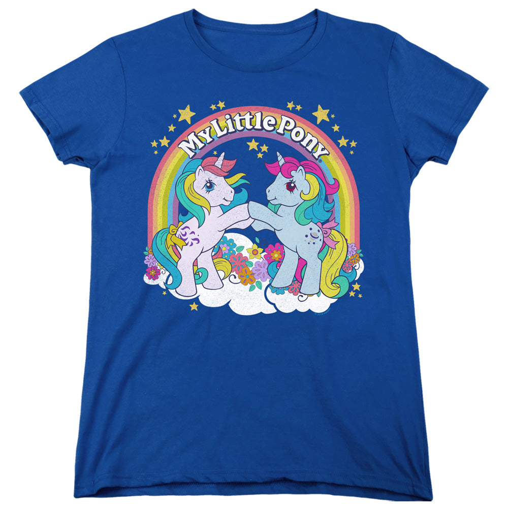 MY LITTLE PONY RETRO : UNICORN FIST BUMP WOMENS SHORT SLEEVE Royal Blue 2X