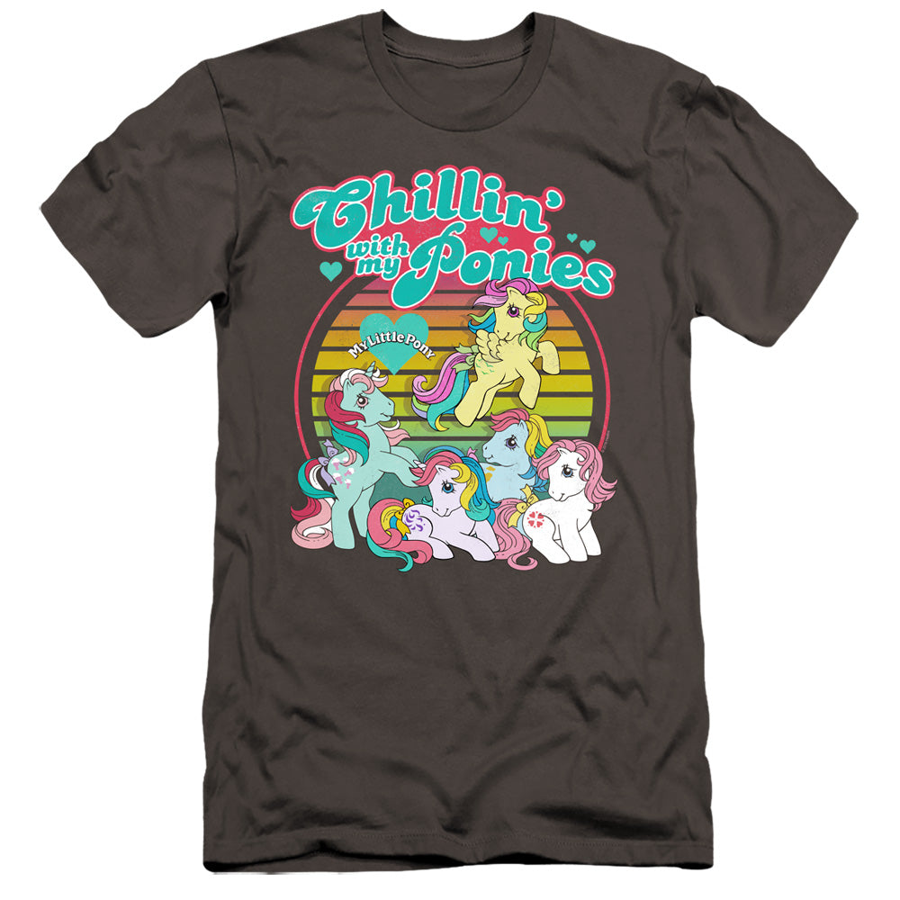 MY LITTLE PONY RETRO : CHILLIN WITH MY PONIES  PREMIUM CANVAS ADULT SLIM FIT 30\1 Charcoal 2X