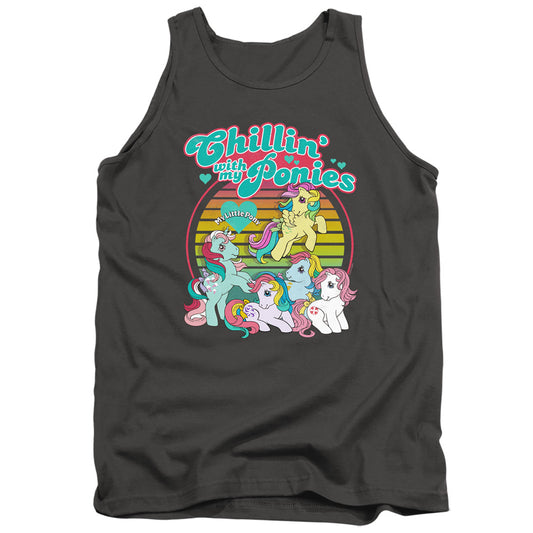 MY LITTLE PONY RETRO : CHILLIN WITH MY PONIES ADULT TANK Charcoal 2X