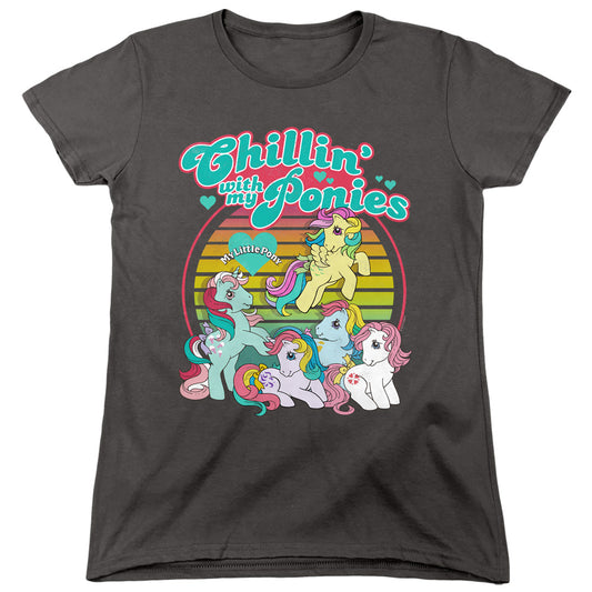 MY LITTLE PONY RETRO : CHILLIN WITH MY PONIES WOMENS SHORT SLEEVE Charcoal 2X