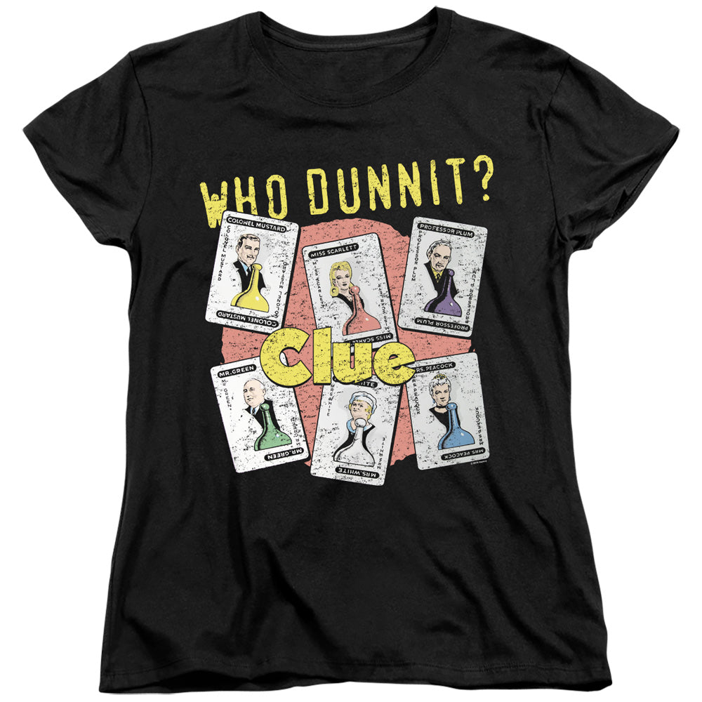 CLUE : WHO DUNNIT WOMENS SHORT SLEEVE Black SM