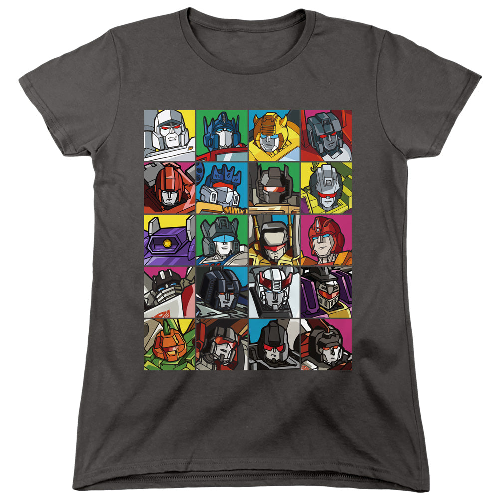 TRANSFORMERS : TRANSFORMER SQUARES WOMENS SHORT SLEEVE Charcoal XL