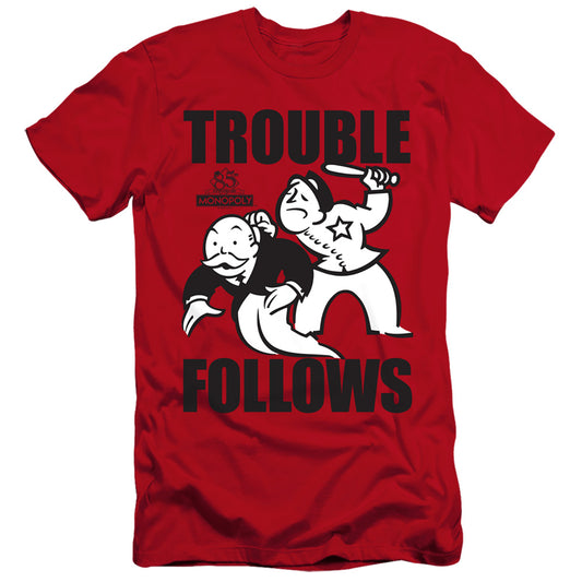 MONOPOLY : TROUBLE FOLLOWS  PREMIUM CANVAS ADULT SLIM FIT 30\1 Red 2X