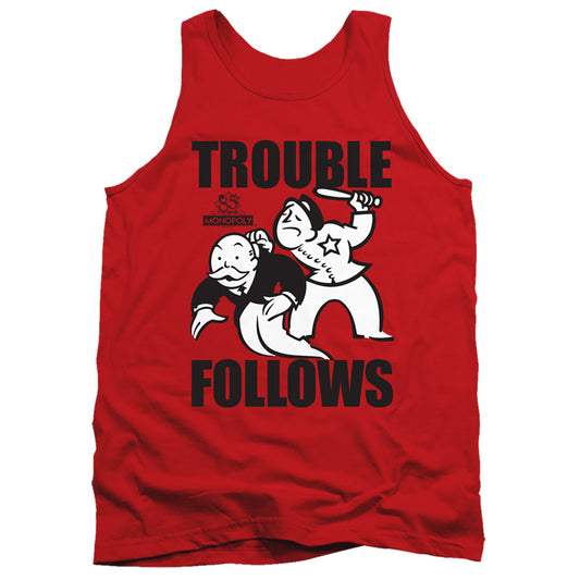 MONOPOLY : TROUBLE FOLLOWS ADULT TANK Red 2X