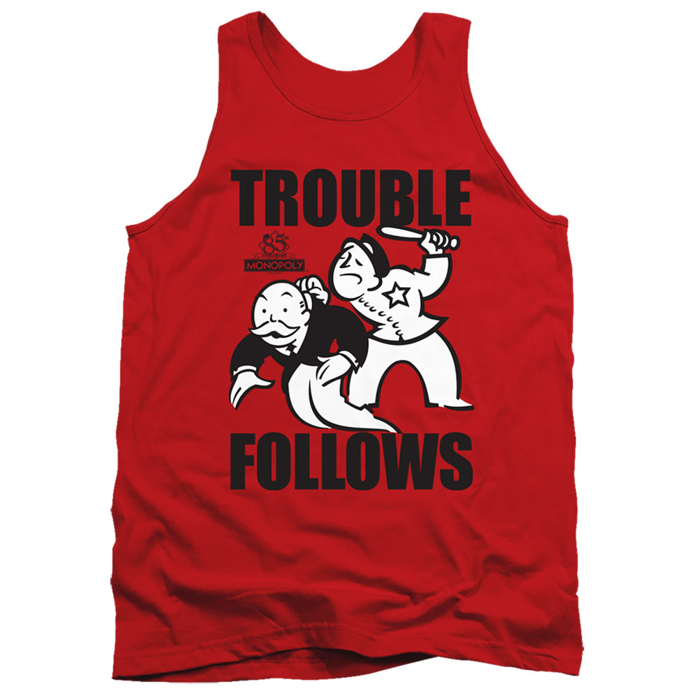 MONOPOLY : TROUBLE FOLLOWS ADULT TANK Red MD