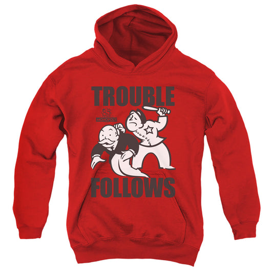 MONOPOLY : TROUBLE FOLLOWS YOUTH PULL OVER HOODIE Red LG