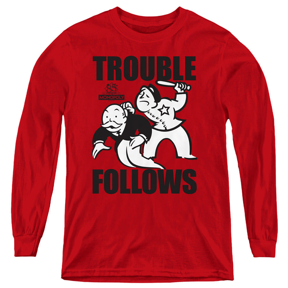 MONOPOLY : TROUBLE FOLLOWS L\S YOUTH Red XL