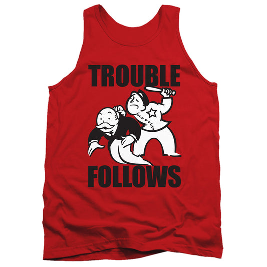 MONOPOLY : TROUBLE FOLLOWS EVERGREEN ADULT TANK Red 2X