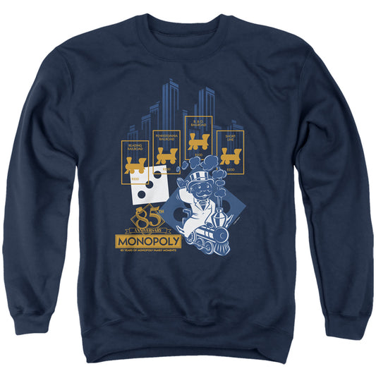 MONOPOLY : THE TRUE RAILROAD TYCOON ADULT CREW SWEAT Navy 2X