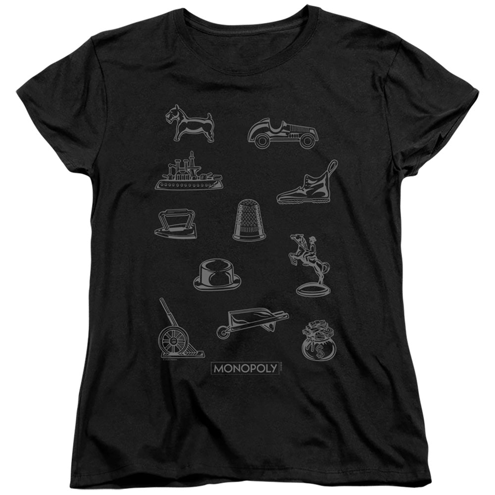 MONOPOLY : TOKEN WOMENS SHORT SLEEVE Black 2X