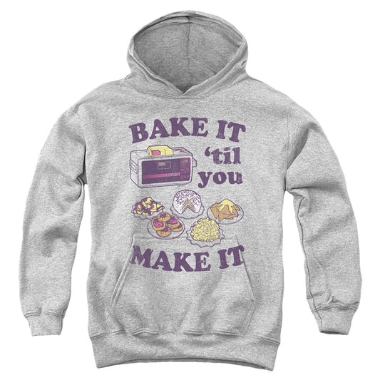 EASY BAKE OVEN BAKE IT TIL YOU MAKE IT YOUTH HOODED SWEATSHIRT ATHLETIC HEATHER LG