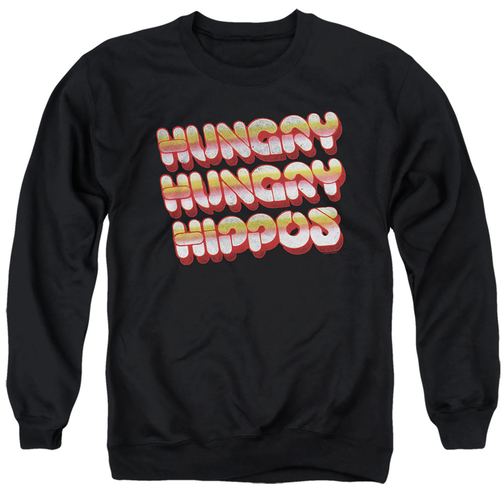 HUNGRY HUNGRY HIPPOS : HUNGRY VINTAGE LOGO ADULT CREW SWEAT Black 2X