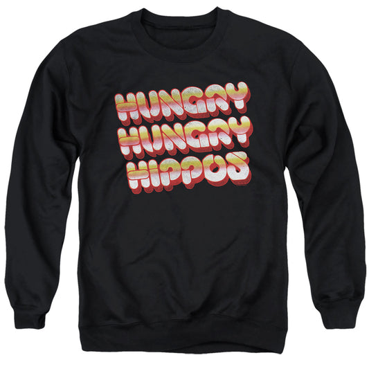 HUNGRY HUNGRY HIPPOS : HUNGRY VINTAGE LOGO ADULT CREW SWEAT Black MD