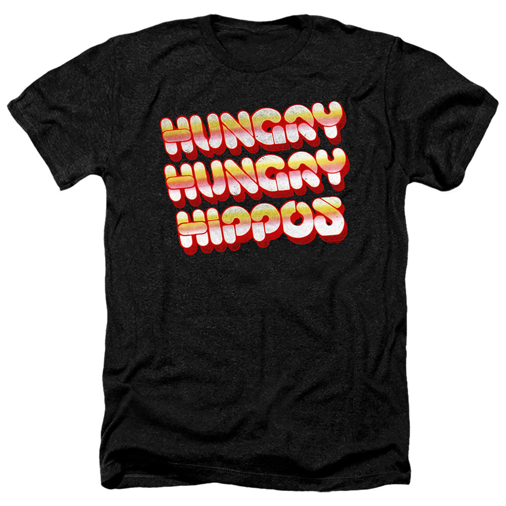 HUNGRY HUNGRY HIPPOS : HUNGRY VINTAGE LOGO ADULT HEATHER Black 2X