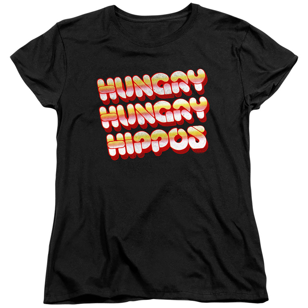 HUNGRY HUNGRY HIPPOS : HUNGRY VINTAGE LOGO WOMENS SHORT SLEEVE Black 2X