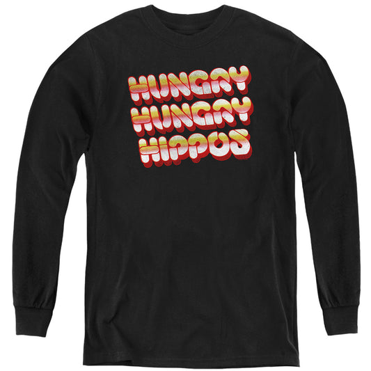 HUNGRY HUNGRY HIPPOS : HUNGRY VINTAGE LOGO L\S YOUTH Black LG