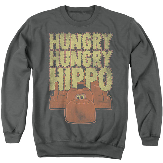 HUNGRY HUNGRY HIPPOS : HUNGRY HUNGRY HIPPO ADULT CREW SWEAT Charcoal XL