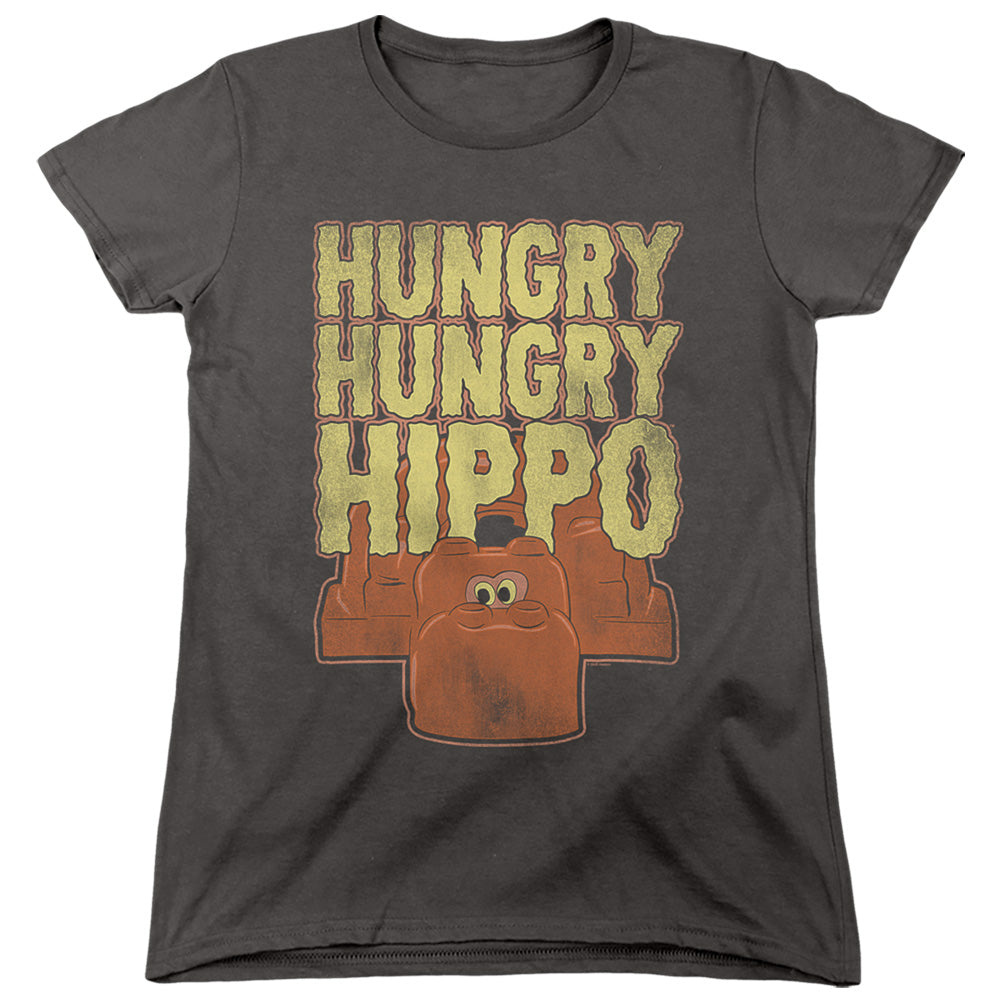 HUNGRY HUNGRY HIPPOS : HUNGRY HUNGRY HIPPO WOMENS SHORT SLEEVE Charcoal 2X