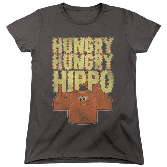 HUNGRY HUNGRY HIPPOS : HUNGRY HUNGRY HIPPO WOMENS SHORT SLEEVE Charcoal LG