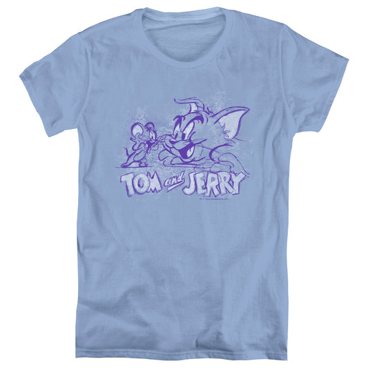 TOM AND JERRY : SKETCHY WOMEN'S SHORT SLEEVE CAROLINA BLUE 2X