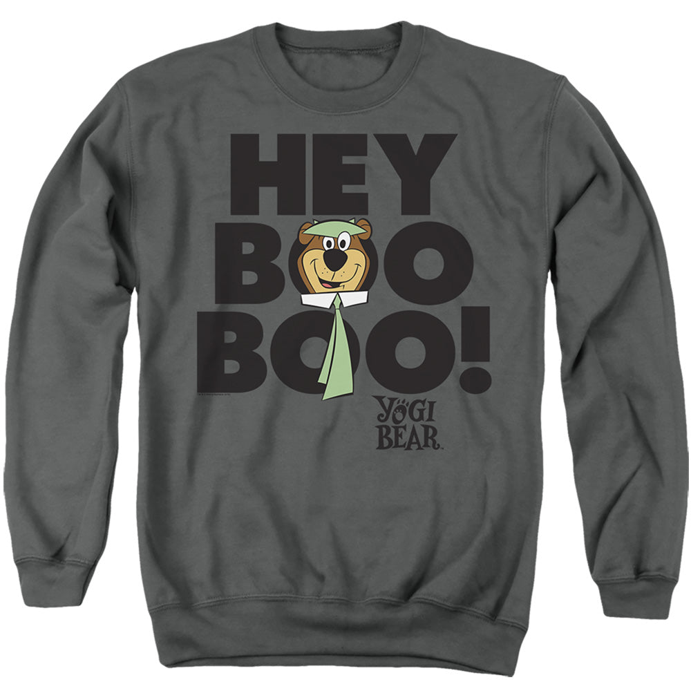 YOGI BEAR : HEY BOO BOO ADULT CREW SWEAT Charcoal 2X