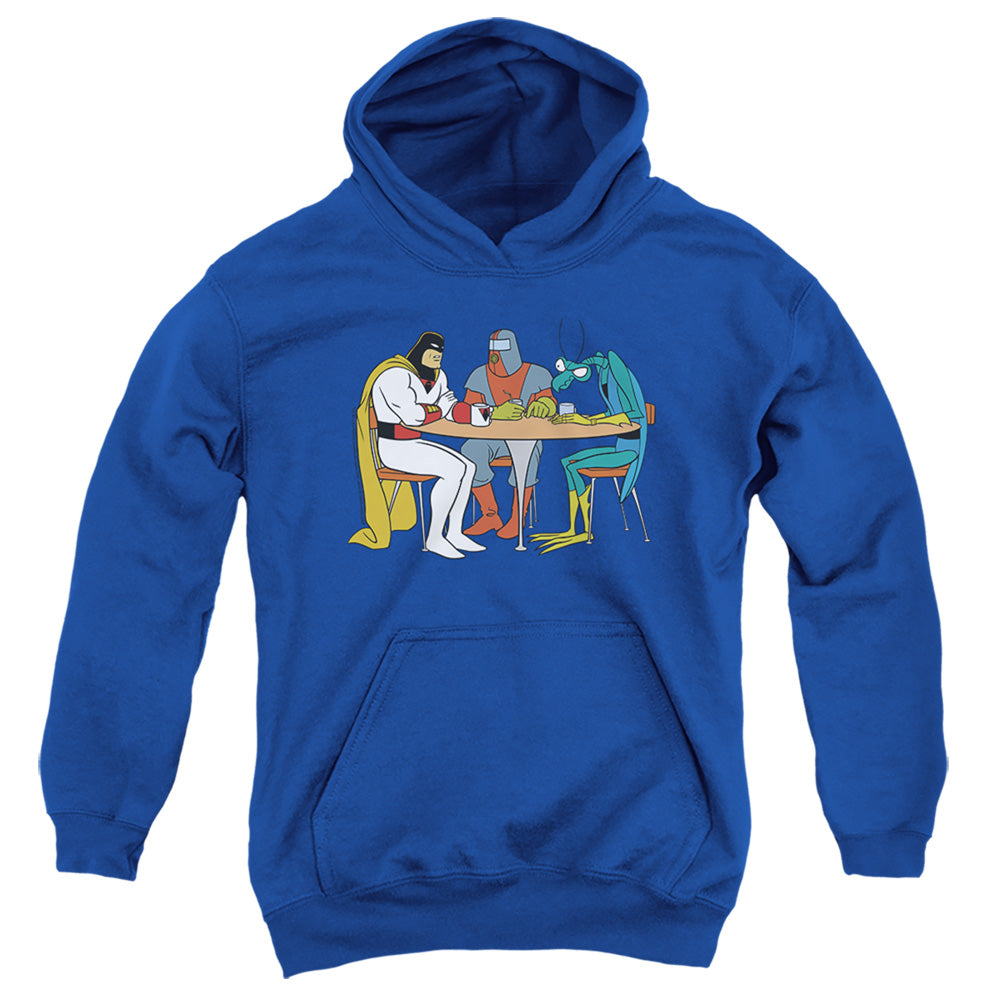 RICK AND MORTY : SPACE GHOST COAST TO COAST BRAK AND ZORAK YOUTH PULL OVER HOODIE Royal Blue LG